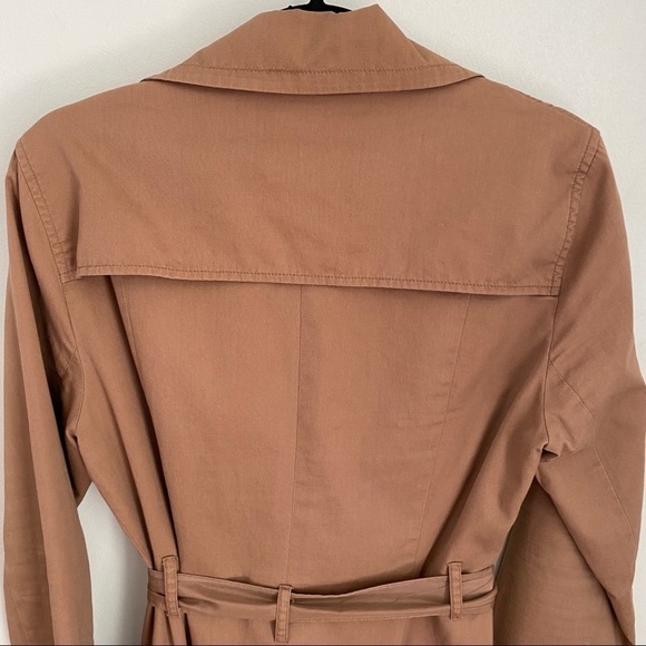 Anthropologie Tan Cotton Lined Ruffle Trench Coat - Picture 9 of 12